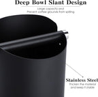 Italian Espresso Knock Box, Stainless Steel, with Detachable Tapping Rod and Anti Slip Rubber Base (Black, 800ml)