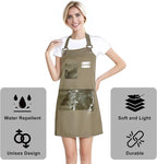 Barista Waitress Chef Cooking Aprons Waterproof Canvas Hair Stylists Apron with 3 Pockets for Women