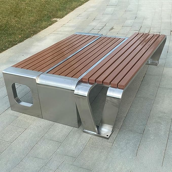LITFAD Outdoor Indoor Bench Stainless Steel Metal Park Bench - Image 4