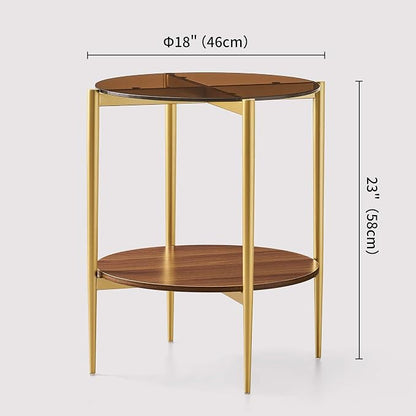 LumFurn Round Glass End Table, Mid-Century Modern Design Sofa Table - Image 2