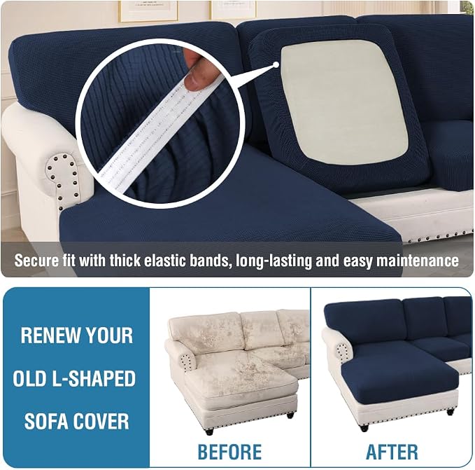 H.VERSAILTEX Sectional Couch Covers 8 Pieces Stretch Sofa Covers - Image 6
