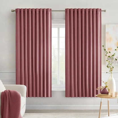 MIULEE Dusty Rose Back Tab Blackout Curtains 52x63 Inches Long 2 Panels Set | by MIULEE