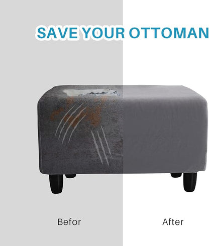 Ottoman Cover, Stretch Rectangle Velvet Ottoman Slipcovers of Foot Stool - Image 5