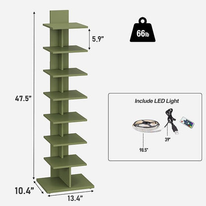 TUTOTAK Narrow Bookshelf, 8-Tier Bookcase - Image 2
