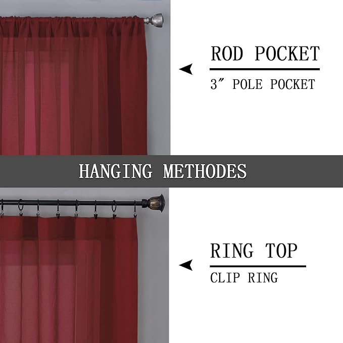 Tollpiz Short Sheer Curtains Linen Textured Bedroom Curtain Sheers Light - Image 5