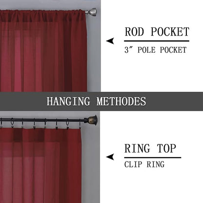 Tollpiz Short Sheer Tier Curtains Linen Textured Half Kitchen Curtain Sheers - Image 5