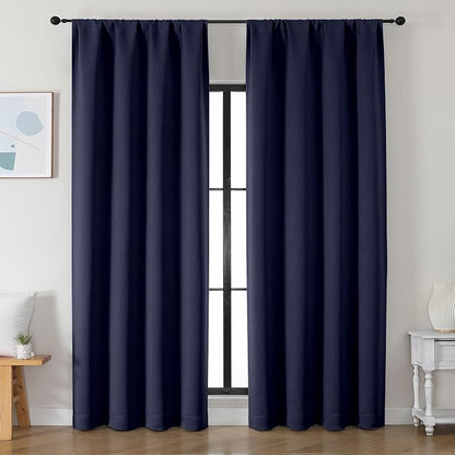 Simplebrand Ava Navy Blue Blackout Curtains by Simplebrand