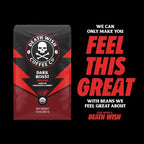 Death Wish Coffee Dark Roast Grounds -16 Oz, 2 Packs of Bold & Intense Blend of Arabica & Robusta Beans - USDA Organic Ground Coffee - Pack of 2