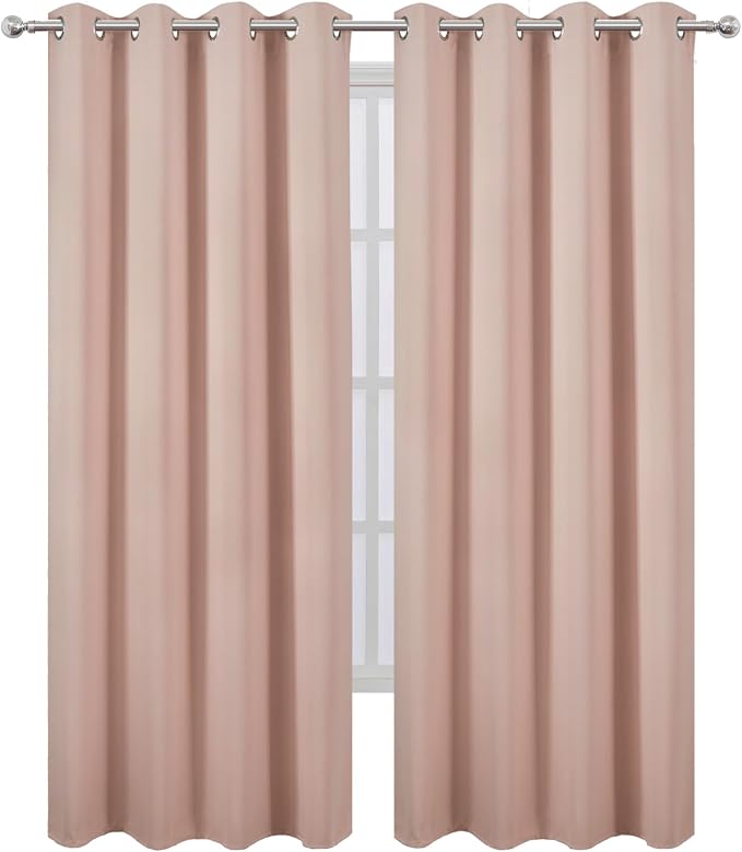 Blackout Curtains 66 x 84 inch/Blush Curtains Set of 2 Panels/Thermal Insulated - Image 2