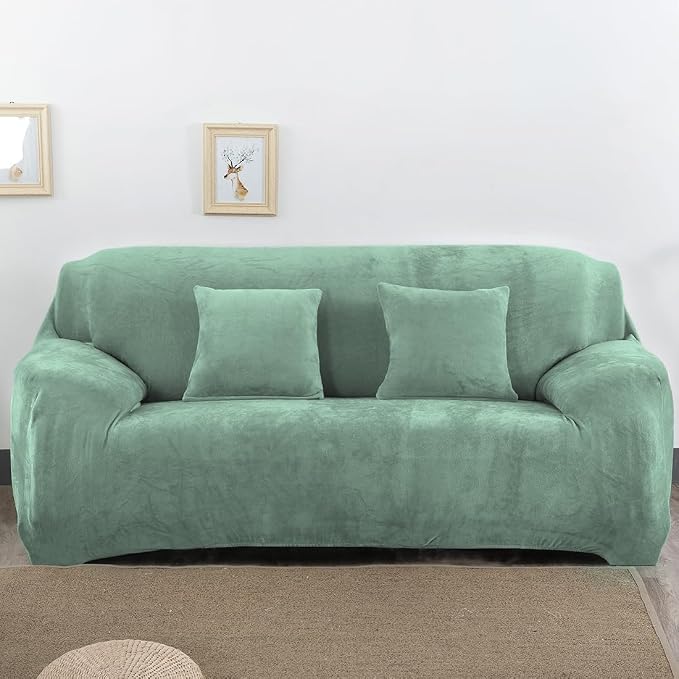 vctops 1-Piece Velvet Plush Stretch Loveseat Sofa Slipcover by vctops