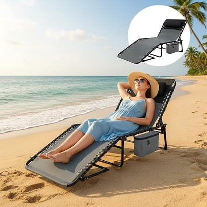 Outdoor Chaise Lounge Chair, Folding Tanning Chair - Image 2