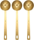 HARFINGTON 3pcs Coffee Scoop Spoon 2tbsp (6tsp, 30ml) 304 Stainless Steel Long Handle Teaspoon/Tablespoon Measuring Spoons Scoops for Tea Sugar Kitchen, Gold