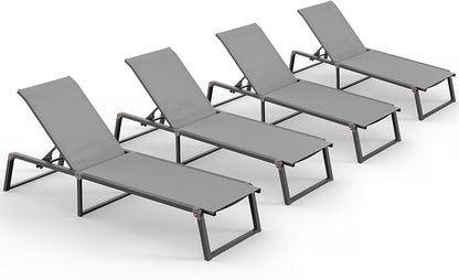 Aluminum Chaise Lounge Chair Outdoor, Foldable& No Assembly Patio Pool Lounge by Oasbira