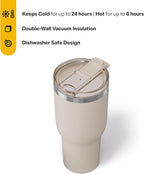 RTIC 40oz Essential Tumbler with Lid, Insulated, Stainless Steel, Metal, Double Wall Vacuum-Insulation, Ceramic Lined, Travel Cup for Iced Coffee, Tea, Hot and Cold Drink, Beach