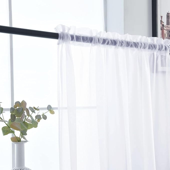 SpaceDresser Sheer Window Treatment Rod Pocket Curtain Panels - Image 6