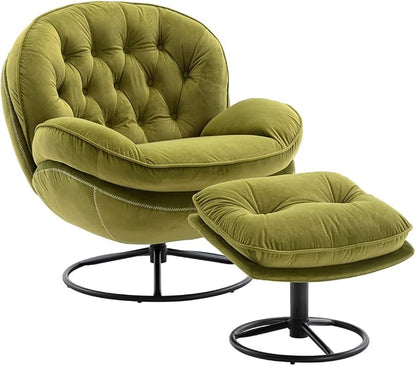 TRIPLE TREE Modern Swivel Accent Chair, Mid-Century Lounge Chair and Ottoman Set - Image 7