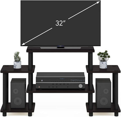 Furinno Turn-N-Tube No Tools Entertainment Center, Square corner, Dark Walnut - Image 4