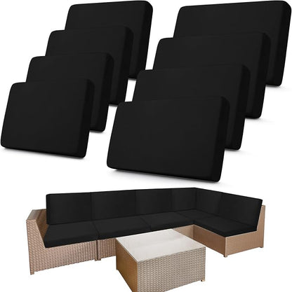 Newwiee 8 Pcs Stretch Patio Outdoor Cushion Covers Replacement, Elastic Fit and by Newwiee