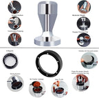 51mm Espresso Tamper Set, 5PCS Coffee Tamper Kit with WDT Tool, Coffee Stirrer, Dosing Funnel, Puck Screen 51mm Espresso Accessories Tampers Kit (Silver)