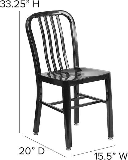 Flash Furniture Commercial Grade Black Metal Indoor-Outdoor Chair - Image 3