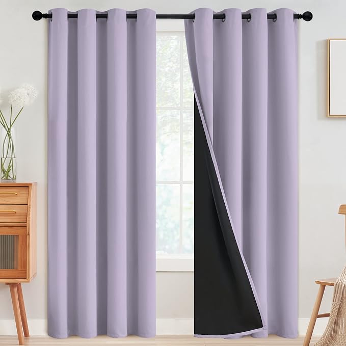 SimpleHome Lilac 100% Blackout Curtains Room Darkening Living Room 96 Inch | by SimpleHome