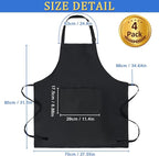 4 Pack Chef Apron, Adjustable Apron with 2 Pockets, Unisex Personalised Apron for Cooking, Kitchen, Restaurant
