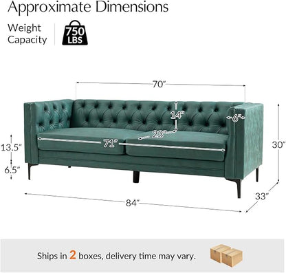 HULALA HOME 84" W Faux Leather Sofa Couch - Image 2