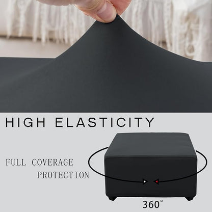 Super Stretch Ottoman Cover- Soft Form Fit Ottoman Cover Rectangular Ottoman - Image 5