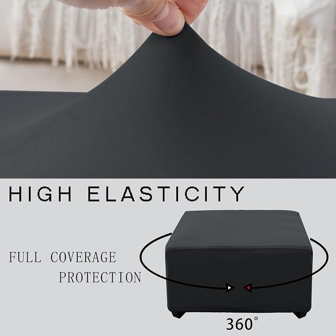 Super Stretch 40x40x15 inch Square Ottoman Cover- Soft Form Fit Ottoman Cover - Image 5