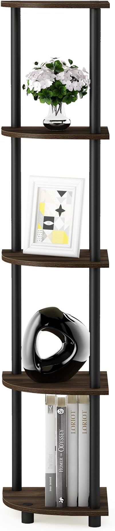 Furinno TURN-N-TUBE Corner Shelf Set of 2, 5-Tier Corner Bookshelf, Open - Image 6
