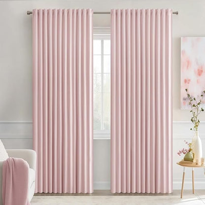 MIULEE Light Pink Back Tab Blackout Curtains 72x84 Inch Length 2 Panels Set | by MIULEE