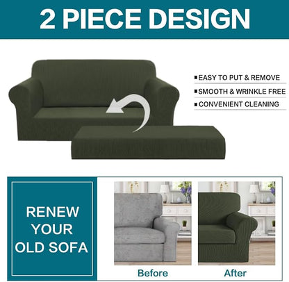 Turquoize Stretch Sofa Slipcover 2 Pieces Sofa Cover Couch Cover - Image 3