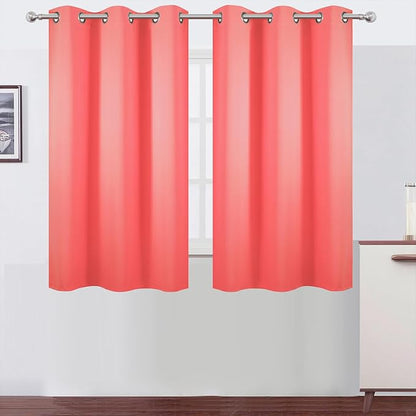 Coral Blackout Curtains 42 x 54 Inch Length Set of 2 Panels Grommet Bedroom by Lemomo
