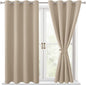 Blackout Curtains for Bedroom, 52 x 54 Inches Long, Taupe 2 Panels | Thermal by Hiasan