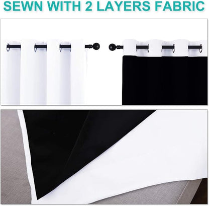 NICETOWN Pure White 100% Blackout Lined Curtains, 2 Thick Layers Completely - Image 5
