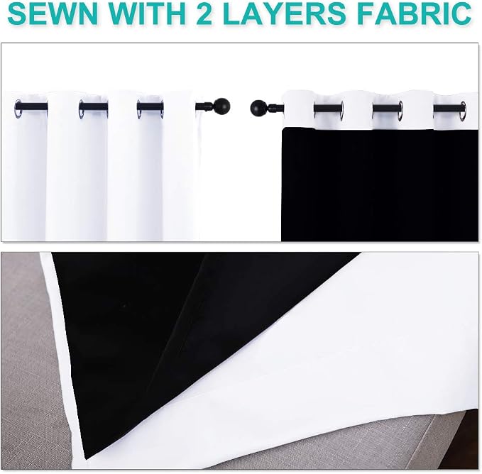 NICETOWN White 100% Blackout Curtains - Image 5