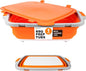 Drip EZ Collapsible BBQ Prep Tub - For Meal Prep Marinating Food Storage - Includes Cutting Board & Locking Lid - (1) XL - Orange