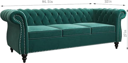 Chesterfield 3 Seater Sofa, Modern Velvet Tufted Couch 3 Seater - Image 2