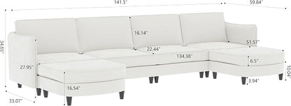 Ball & Cast 141.5" Large 6-Seater U-Shaped Sectional Sofa Bed - Image 2