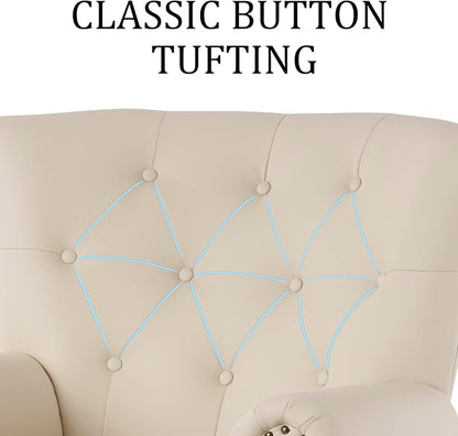 Modern Faux Leather Accent Chair, Upholstered Mid-Century Armchair - Image 6
