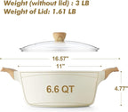 SENSARTE Ceramic Nonstick Stock Pot with Lid, 2.6/4.5/6.6 QT Soup Pot Casserole Pot, Non-toxic Healthy Pasta Pot, Large Cooking Pot Stew Pot, Induction Compatible, PFOA PFAS PTFE Free, White