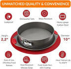 Boxiki Kitchen 10 Inch Nonstick Springform Pan, Professional Spring Form and Cheesecake Baking Mold, Leakproof Cake Pan with Silicone Handles