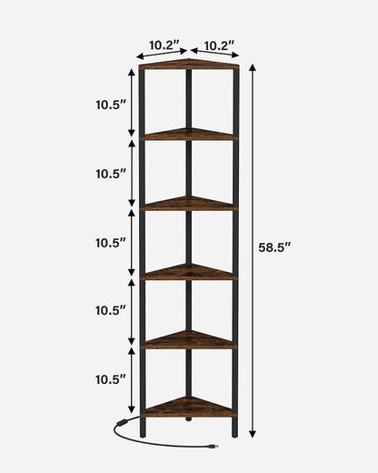 TUTOTAK Corner Shelf with LED Light, 6-Tier Corner Bookshelf - Image 2