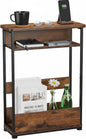 Vintage Narrow Side Table with Storage Shelf, 3 Tier Slim End Table Modern Sofa by YEAKOO