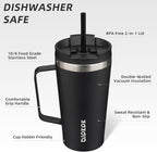 BJPKPK Insulated Tumbler with Handle, 18oz Insulated Tumblers with Lid and Straw, Stainless Steel Metal Water Bottles, Coffee Travel Mugs, Cups, Black
