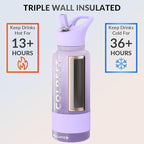 Coldest Insulated Water Bottle with Straw Lid - Stainless Steel Metal Insulated Bottle for Men & Women (Purple Ombré Glitter, 32 oz)