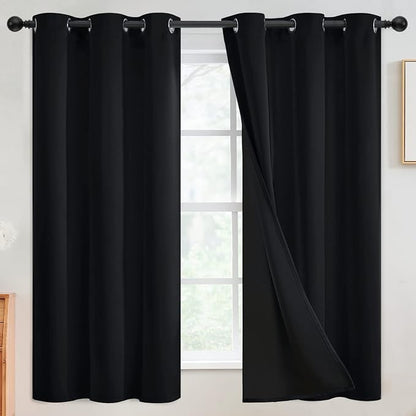 SimpleHome Black 100% Blackout Curtains Room Darkening Living Room 63 Inch | by SimpleHome