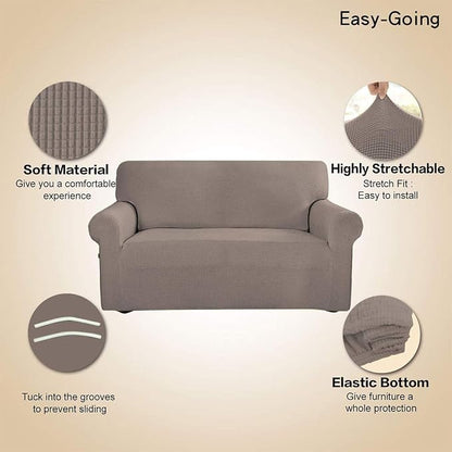 Easy-Going Stretch Loveseat Couch Covers Washable Taupe | 1-Piece Loveseat - Image 3