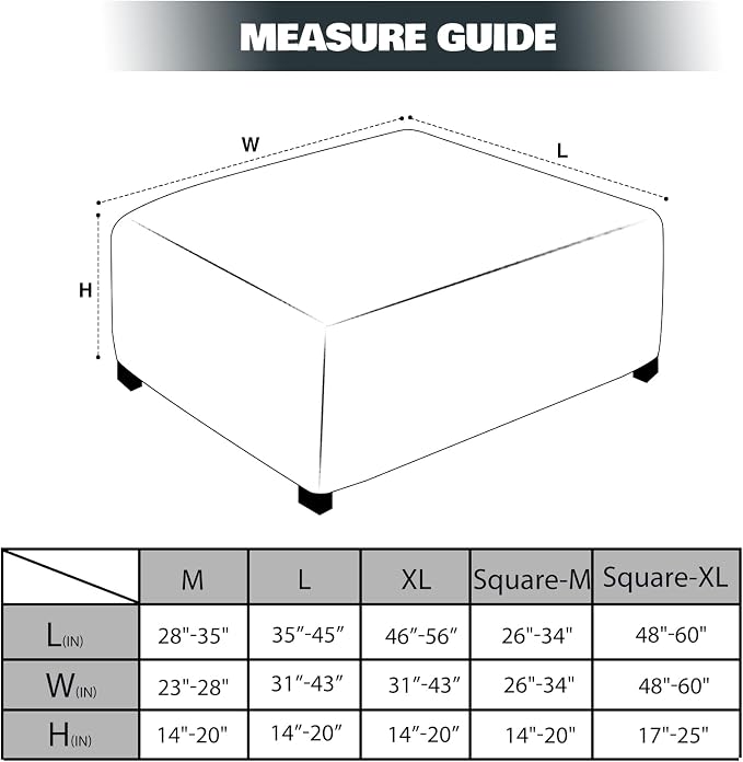 NeColorLife Square Ottoman Cover Jacquard Fabric Ottoman Slipcover Thick - Image 4
