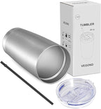 VEGOND 20oz Tumbler with Lid and Straw Stainless Steel Tumbler Cup Vacuum Insulated Double Wall Travel Coffee Mug Powder Coated Coffee Cup(Stainless 1 Pack)